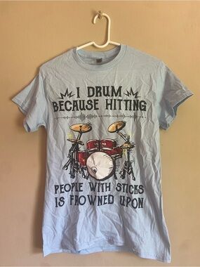 Gildan Light Blue Graphic Drum Band T-Shirt
